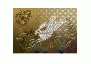 Autumn Hare A4 Art Print shown mounted.