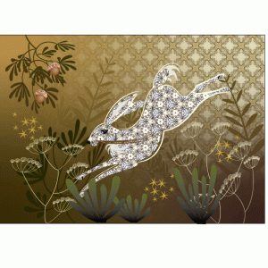 Autumn Hare A4 Art Print shown mounted.