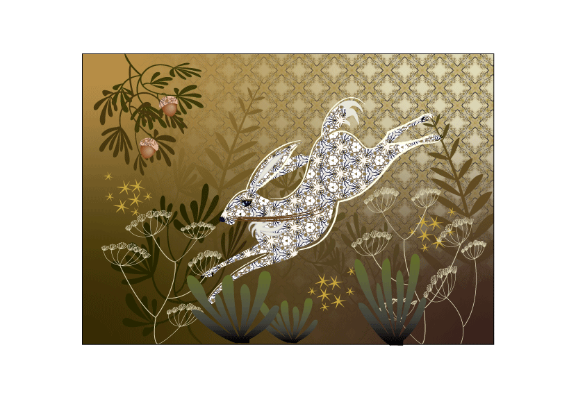 Autumn Hare A4 Art Print shown mounted.