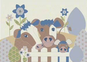 Art print for sale of cows in a field inspired by back lanes Stalmine.